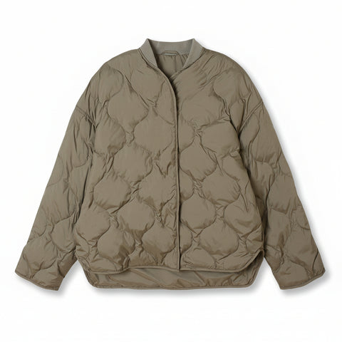 Loose Design Diamond-checked Quilted Jacket