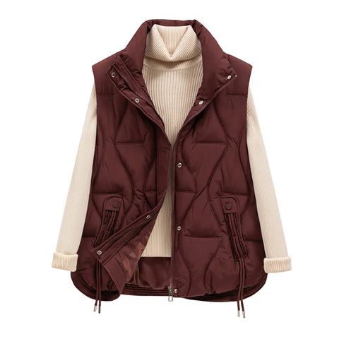 Women's Winter Cotton Quilted Vest Short Padded Jacket