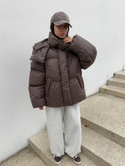 Casual Loose Slim-fit Hooded Mid-length Puffer Jacket