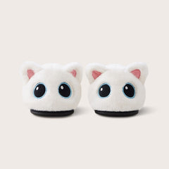 Little Black Cat Floor Cotton Slippers Fleece Lining For Extra Warmth