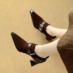 Retro-style Metallic Square-toe Boots