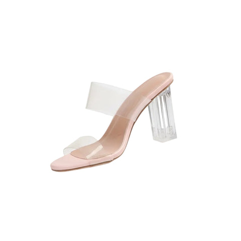 Fashion Transparent High Heel Slippers