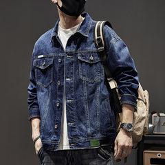Heavy Retro Denim Jacket Men