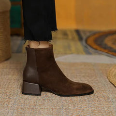 Suede Mid-heel Women's Martin Boots