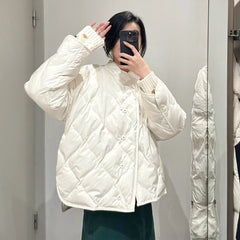 Loose Design Diamond-checked Quilted Jacket