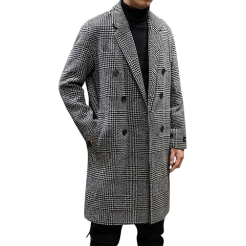 Men slim long trench coat