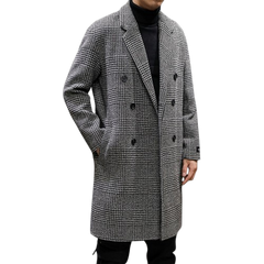 Men slim long trench coat