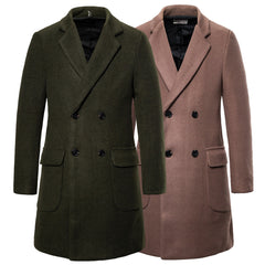 Double-breasted casual woolen coat