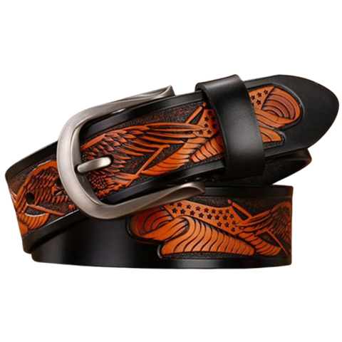 Eagle head pin buckle men's belt