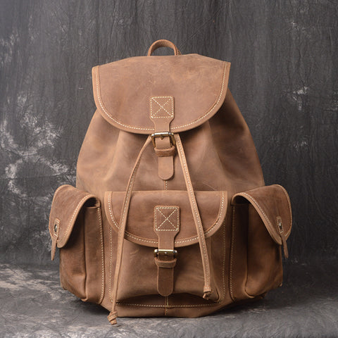 Crazy Horse Leather Outdoor Backpack