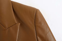 Pu Imitation Leather Suit Jacket Women