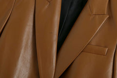 Pu Imitation Leather Suit Jacket Women