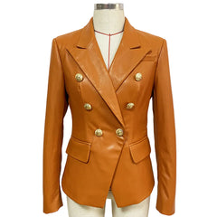 Ladies Suit Brown Leather Jacket