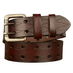 Casual Double Pin Buckle Leather Belt