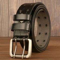 Casual Double Pin Buckle Leather Belt