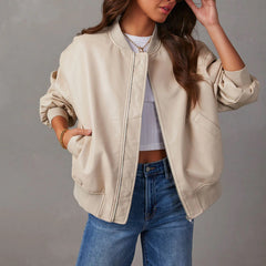 Long-sleeved Motorcycle  Leather Jacket