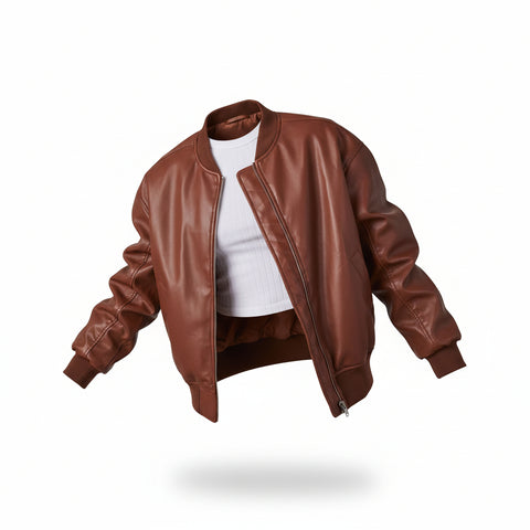 Long-sleeved Motorcycle  Leather Jacket