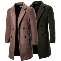 Double-breasted casual woolen coat