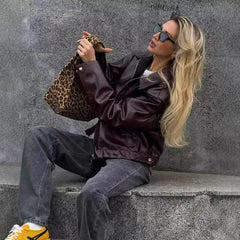 Fashion Casual Long Sleeve Leather Jacket