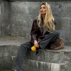 Fashion Casual Long Sleeve Leather Jacket