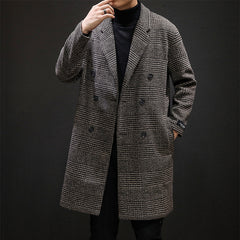 Men slim long trench coat