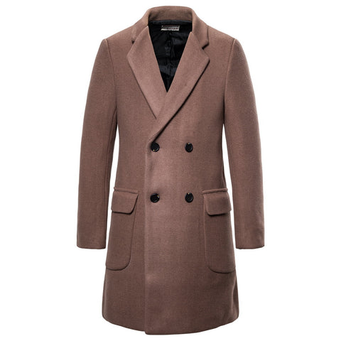 Double-breasted casual woolen coat