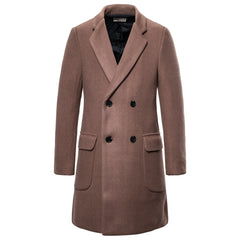 Double-breasted casual woolen coat