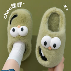 Warm Indoor Cartoon Big Eye Dog Cotton Slippers