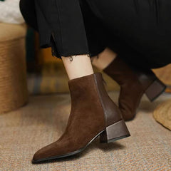 Suede Mid-heel Women's Martin Boots