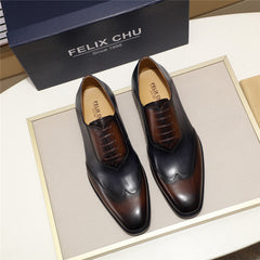 Leather Shoes Men's Oxford Toe Layer