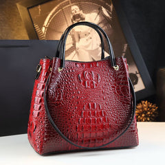 Crocodile-Print Women's Shoulder Bag