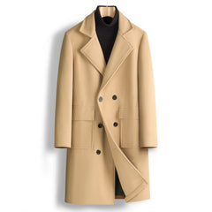 Men Double Breasted Mid-length Coat