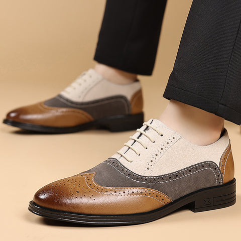 Plus Size Male Brogue Leather Shoes