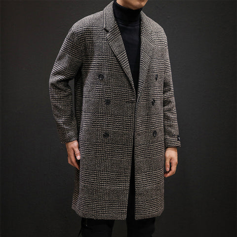 Men slim long trench coat