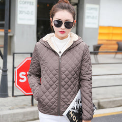 Hooded plus fleece quilted cotton jacket
