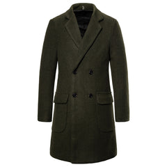 Double-breasted casual woolen coat