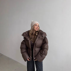 Casual Loose Slim-fit Hooded Mid-length Puffer Jacket
