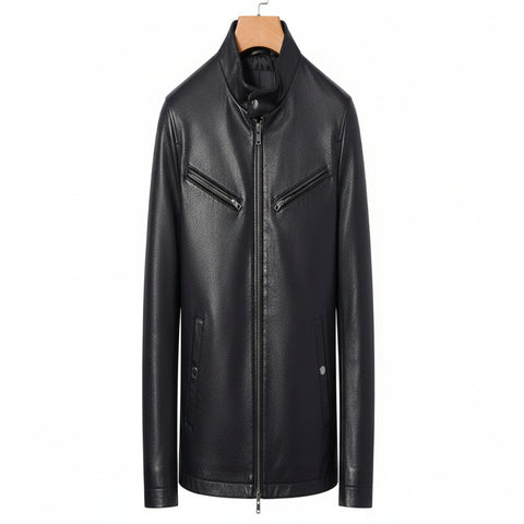 Lapel Leather Jacket Men