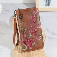 Embossed Hand-painted Style Zipper Wallet