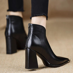 Soft Leather High Heel Slimming Martin Boots