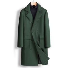 Men Double Breasted Mid-length Coat