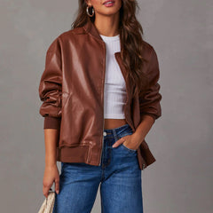 Long-sleeved Motorcycle  Leather Jacket