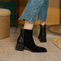Suede Mid-heel Women's Martin Boots