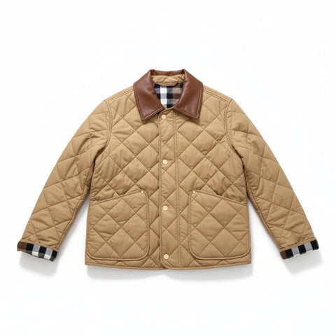 Retro Plaid Stitching Leather Jacket