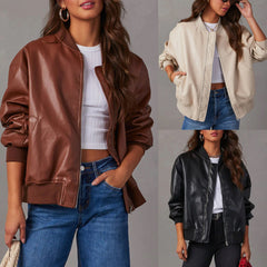 Long-sleeved Motorcycle  Leather Jacket