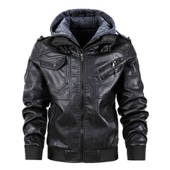 Leather men's jackets stand collar men