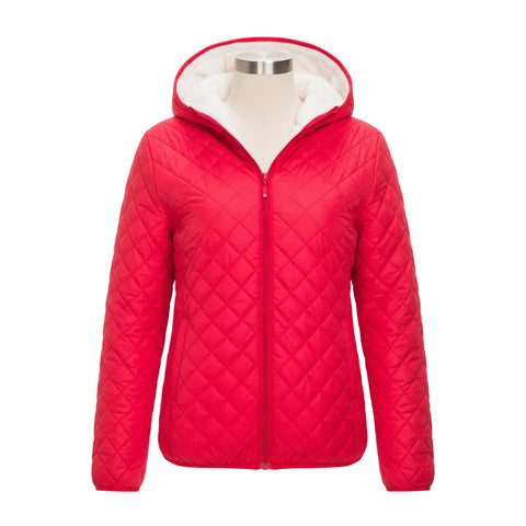 Hooded plus fleece quilted cotton jacket