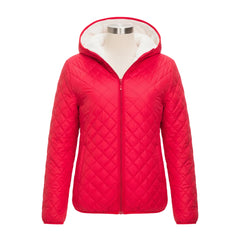 Hooded plus fleece quilted cotton jacket