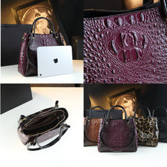 Crocodile-Print Women's Shoulder Bag