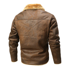 Fur-trimmed Lapel Jacket For Men, Winter Fleece-lined